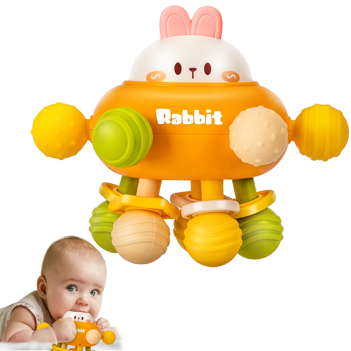 Baby Montessori Sensory Teething Toy 0-6 6-12 Months, Teether Ball & Rattle - Jansha Store