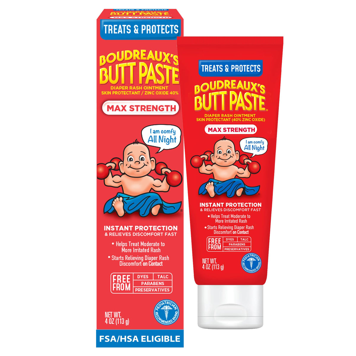 Boudreaux’s Butt Paste Maximum Strength Diaper Rash Cream, 4 Oz - Jansha Store