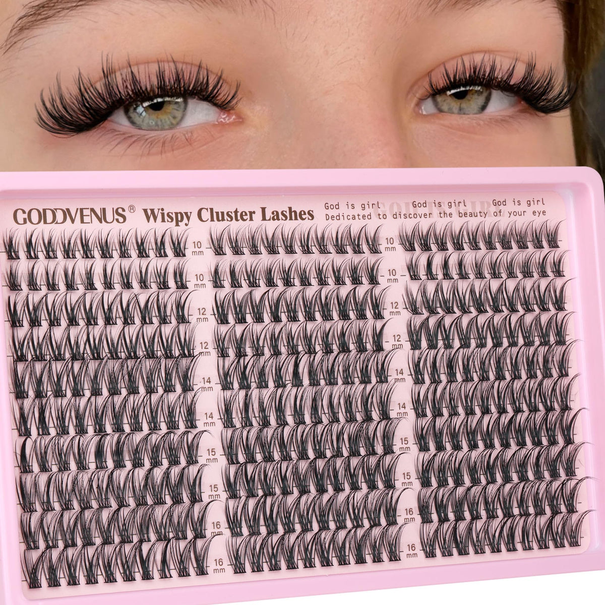 Brown Lash Clusters Natural For Soft Glam 300Pcs Wispy Lashes Cluster Eyelash Cluster Extensions C Curve Individual Lashes DIY Lash Extension Waterproof & Long - Lasting (10-16mm) - Jansha Store