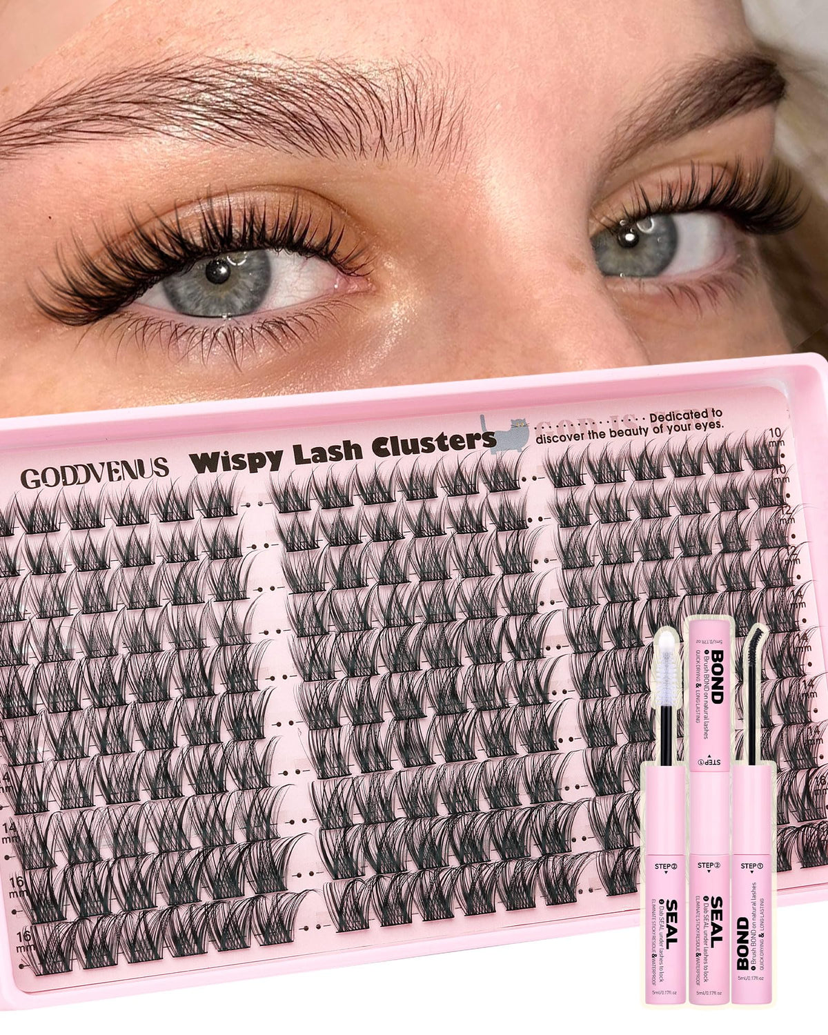 Brown Lash Clusters Natural For Soft Glam 300Pcs Wispy Lashes Cluster Eyelash Cluster Extensions C Curve Individual Lashes DIY Lash Extension Waterproof & Long - Lasting (10-16mm) - Jansha Store