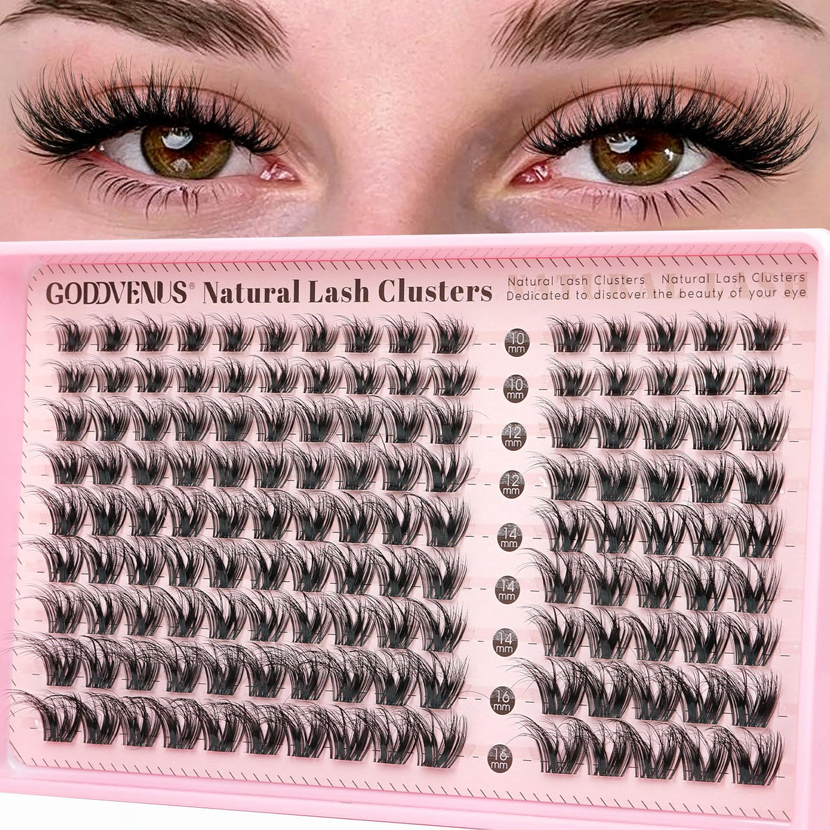 Brown Lash Clusters Natural For Soft Glam 300Pcs Wispy Lashes Cluster Eyelash Cluster Extensions C Curve Individual Lashes DIY Lash Extension Waterproof & Long - Lasting (10-16mm) - Jansha Store