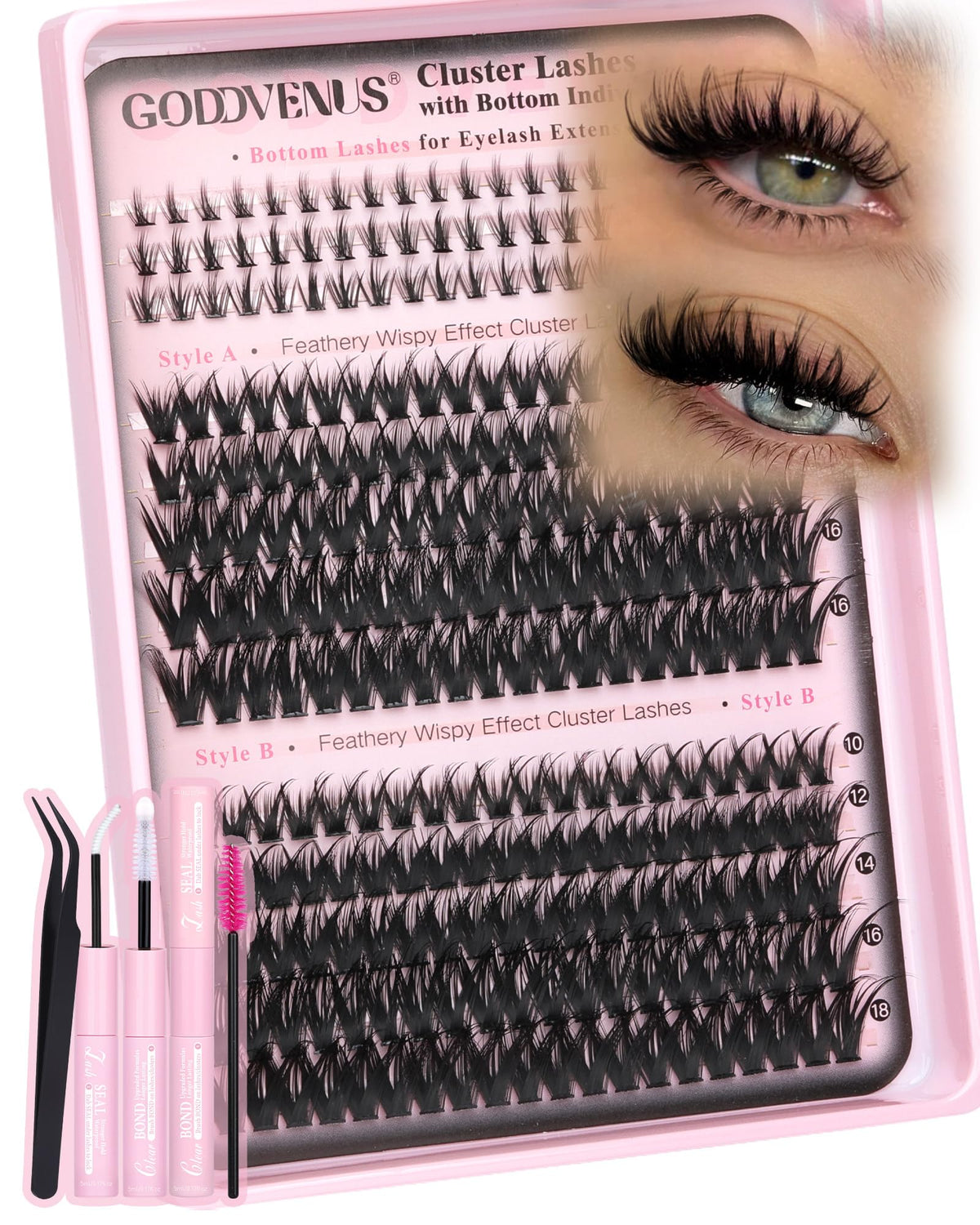 Brown Lash Clusters Natural For Soft Glam 300Pcs Wispy Lashes Cluster Eyelash Cluster Extensions C Curve Individual Lashes DIY Lash Extension Waterproof & Long - Lasting (10-16mm) - Jansha Store