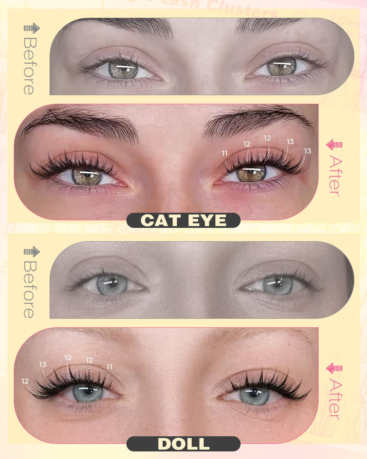 Brown Lash Clusters Natural For Soft Glam 300Pcs Wispy Lashes Cluster Eyelash Cluster Extensions C Curve Individual Lashes DIY Lash Extension Waterproof & Long - Lasting (10-16mm) - Jansha Store