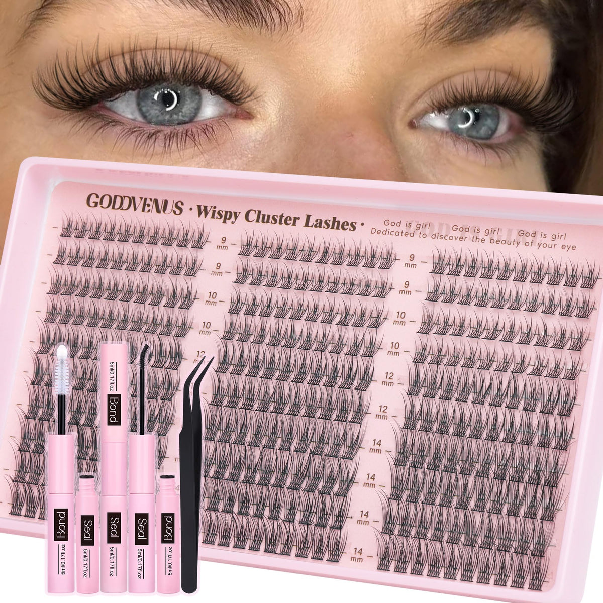 Brown Lash Clusters Natural For Soft Glam 300Pcs Wispy Lashes Cluster Eyelash Cluster Extensions C Curve Individual Lashes DIY Lash Extension Waterproof & Long - Lasting (10-16mm) - Jansha Store