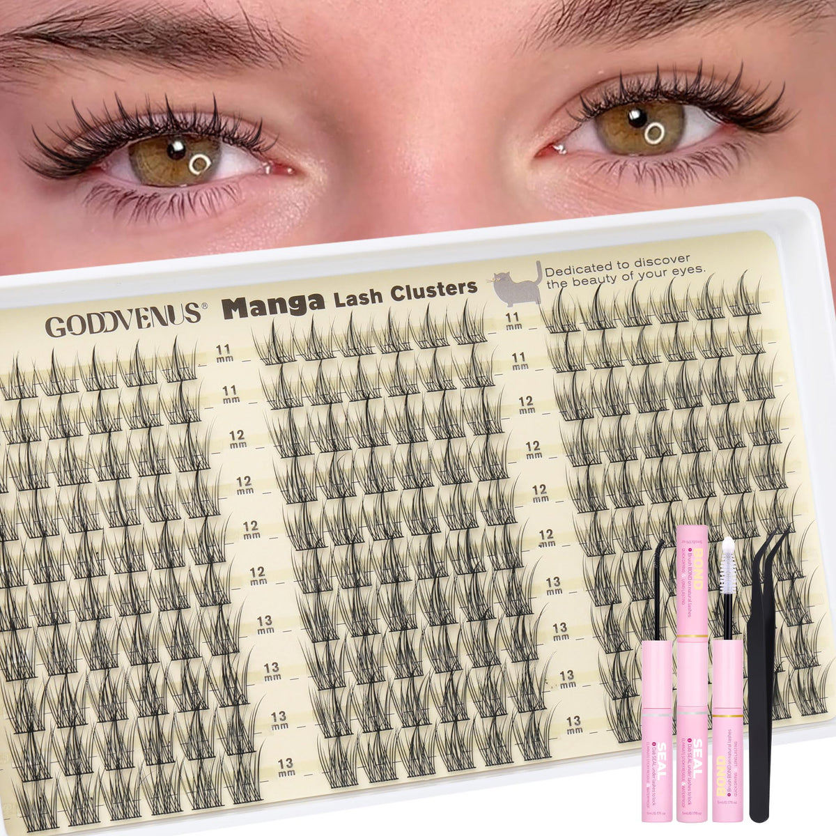 Brown Lash Clusters Natural For Soft Glam 300Pcs Wispy Lashes Cluster Eyelash Cluster Extensions C Curve Individual Lashes DIY Lash Extension Waterproof & Long - Lasting (10-16mm) - Jansha Store