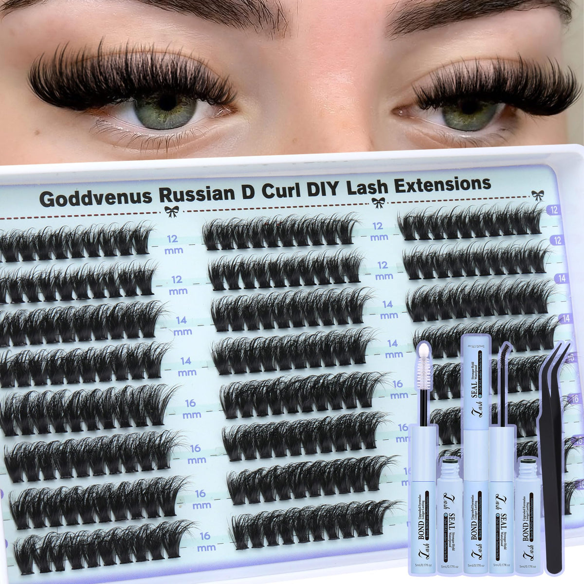 Brown Lash Clusters Natural For Soft Glam 300Pcs Wispy Lashes Cluster Eyelash Cluster Extensions C Curve Individual Lashes DIY Lash Extension Waterproof & Long - Lasting (10-16mm) - Jansha Store