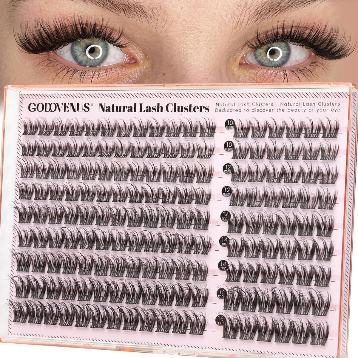 Brown Lash Clusters Natural For Soft Glam 300Pcs Wispy Lashes Cluster Eyelash Cluster Extensions C Curve Individual Lashes DIY Lash Extension Waterproof & Long - Lasting (10-16mm) - Jansha Store