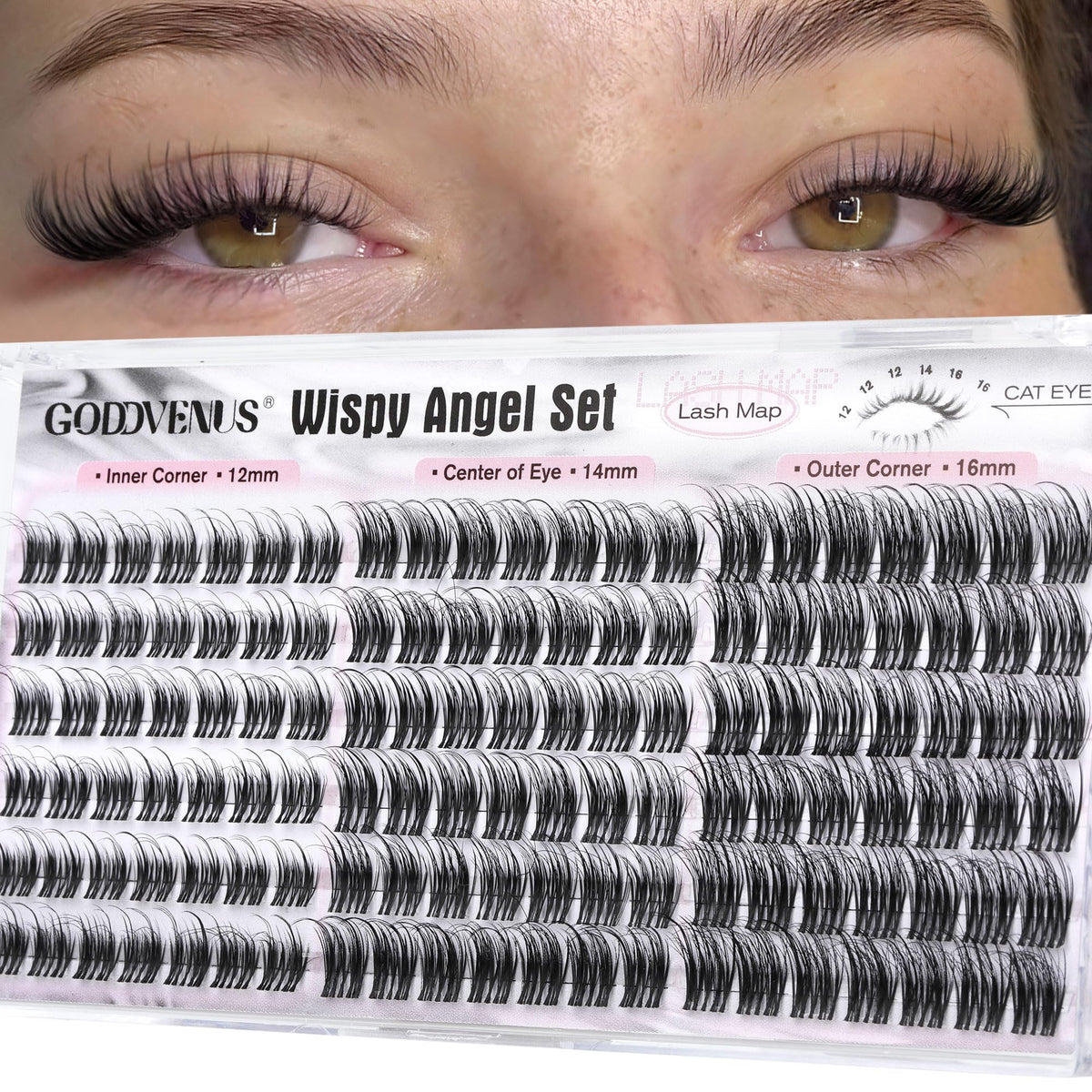 Brown Lash Clusters Natural For Soft Glam 300Pcs Wispy Lashes Cluster Eyelash Cluster Extensions C Curve Individual Lashes DIY Lash Extension Waterproof & Long - Lasting (10-16mm) - Jansha Store