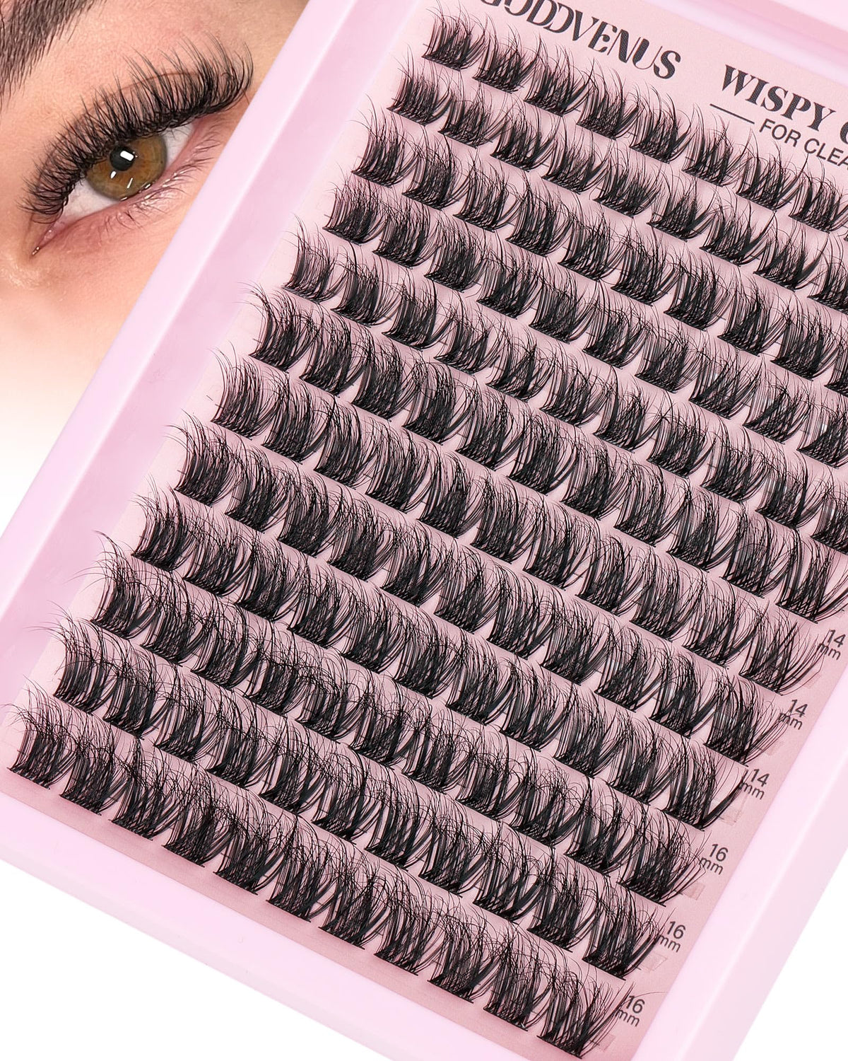 Brown Lash Clusters Natural For Soft Glam 300Pcs Wispy Lashes Cluster Eyelash Cluster Extensions C Curve Individual Lashes DIY Lash Extension Waterproof & Long - Lasting (10-16mm) - Jansha Store