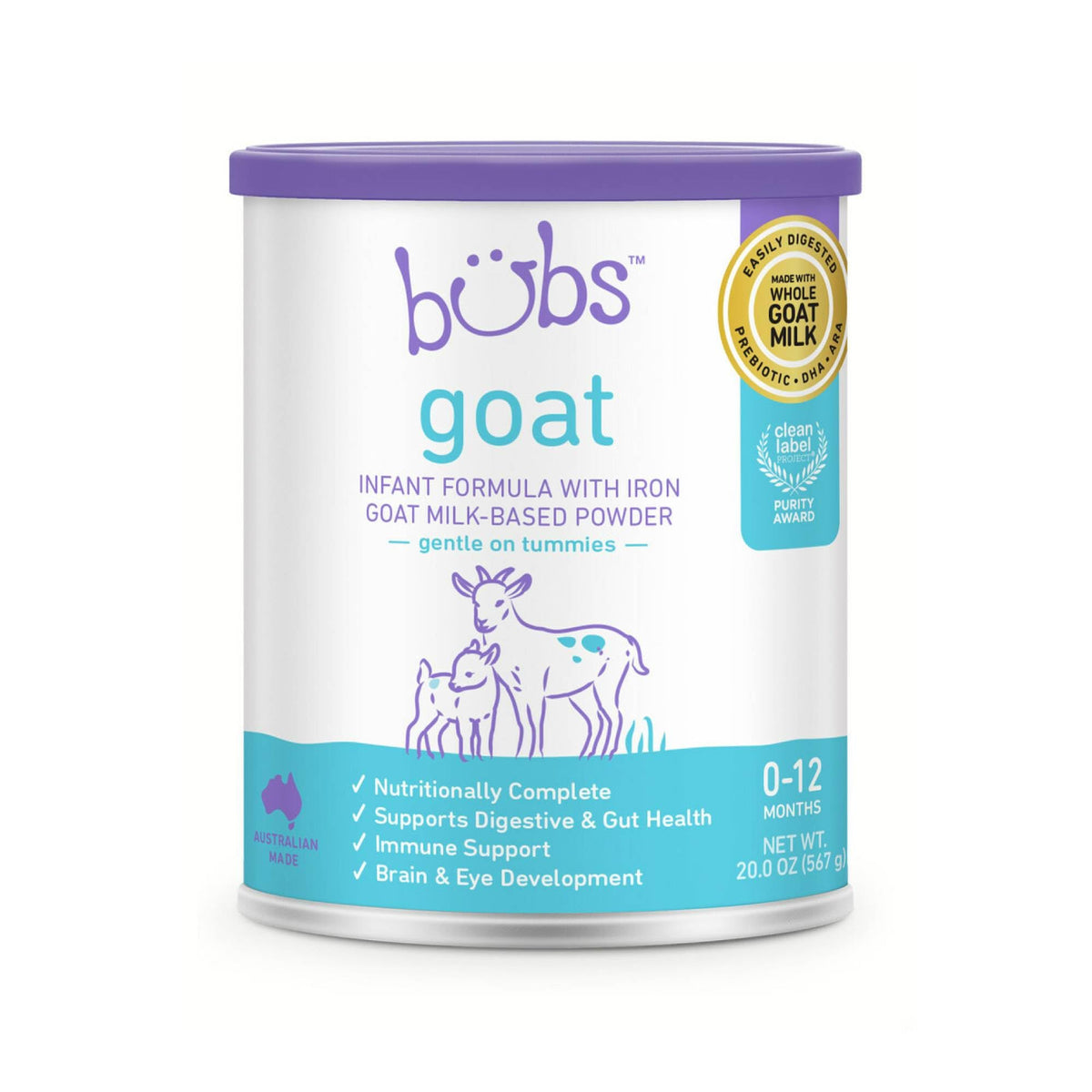 Bubs Whole Goat Milk Infant Formula for 0-12 Months, Non-GMO Milk, 20 oz - Jansha Store