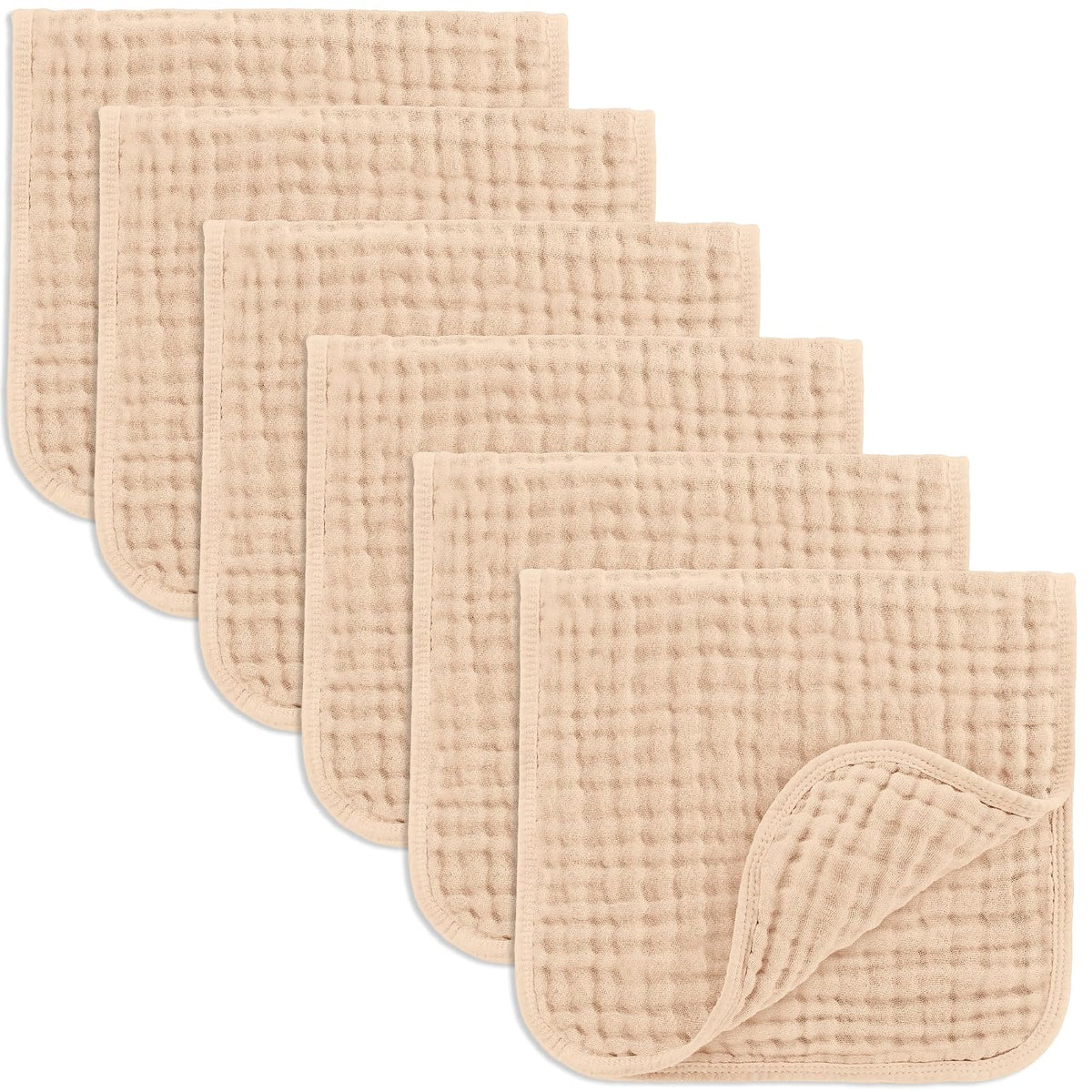 Comfy Cubs Muslin Burp Cloths 20x10" 6 Pack, Baby Burp Cloths - Cream - Jansha Store