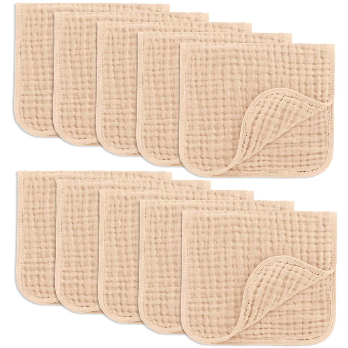 Comfy Cubs Muslin Burp Cloths 20x10" 6 Pack, Baby Burp Cloths - Cream - Jansha Store