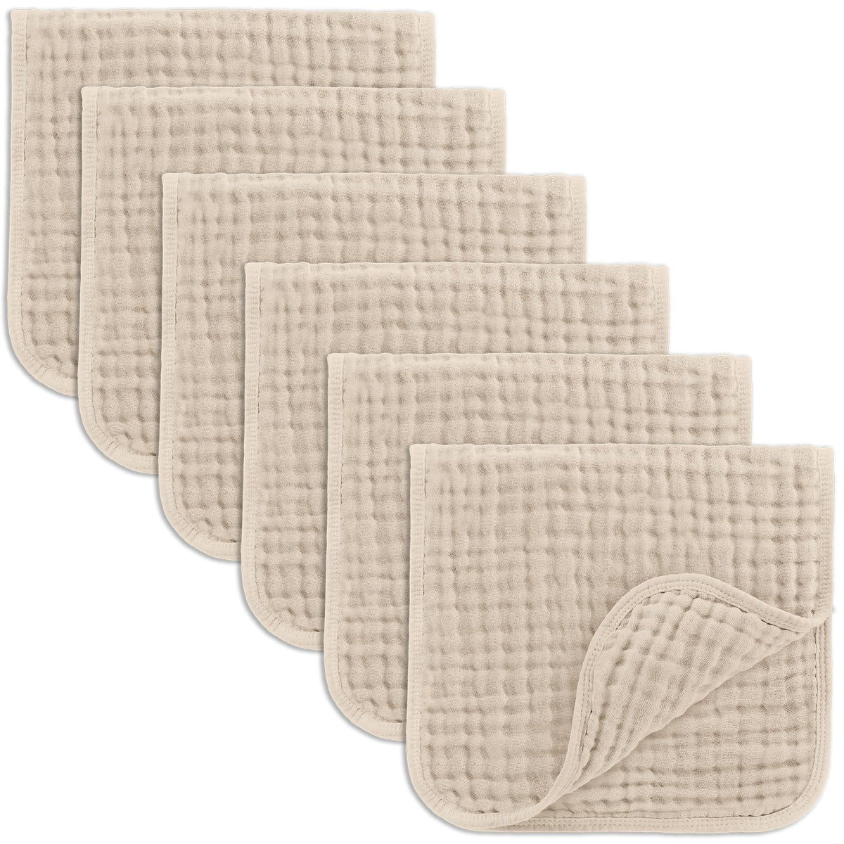 Comfy Cubs Muslin Burp Cloths 20x10" 6 Pack, Baby Burp Cloths - Cream - Jansha Store