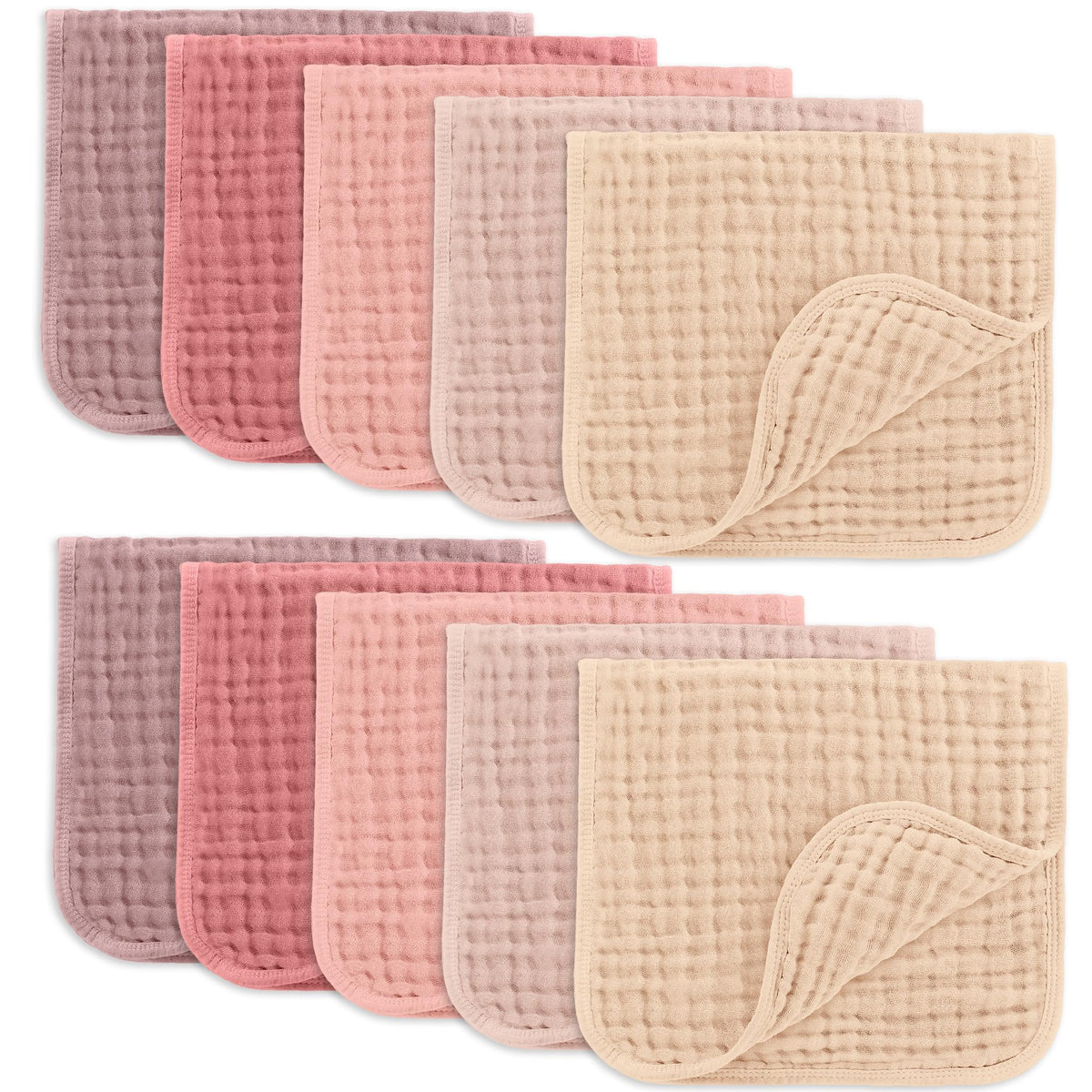 Comfy Cubs Muslin Burp Cloths 20x10" 6 Pack, Baby Burp Cloths - Cream - Jansha Store