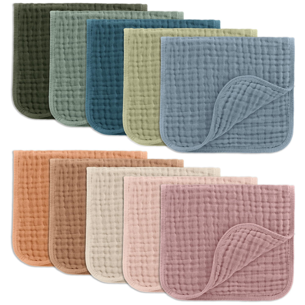 Comfy Cubs Muslin Burp Cloths 20x10" 6 Pack, Baby Burp Cloths - Cream - Jansha Store