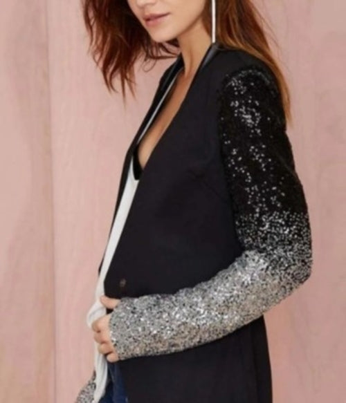 Womens Blazer with Sequins Sleeve Jansha Store