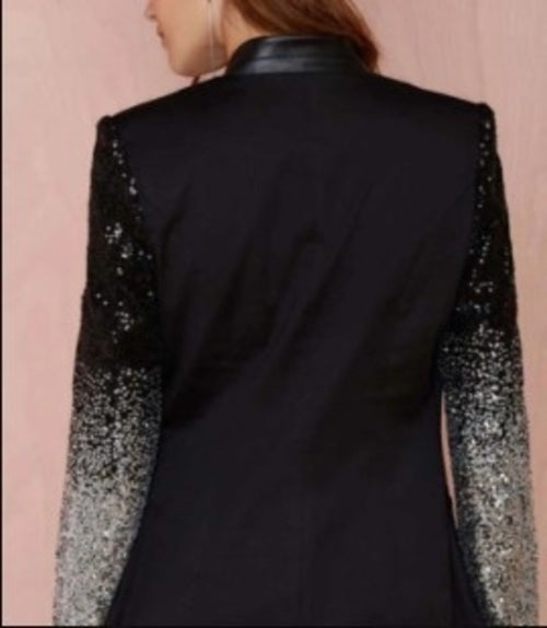 Womens Blazer with Sequins Sleeve Jansha Store