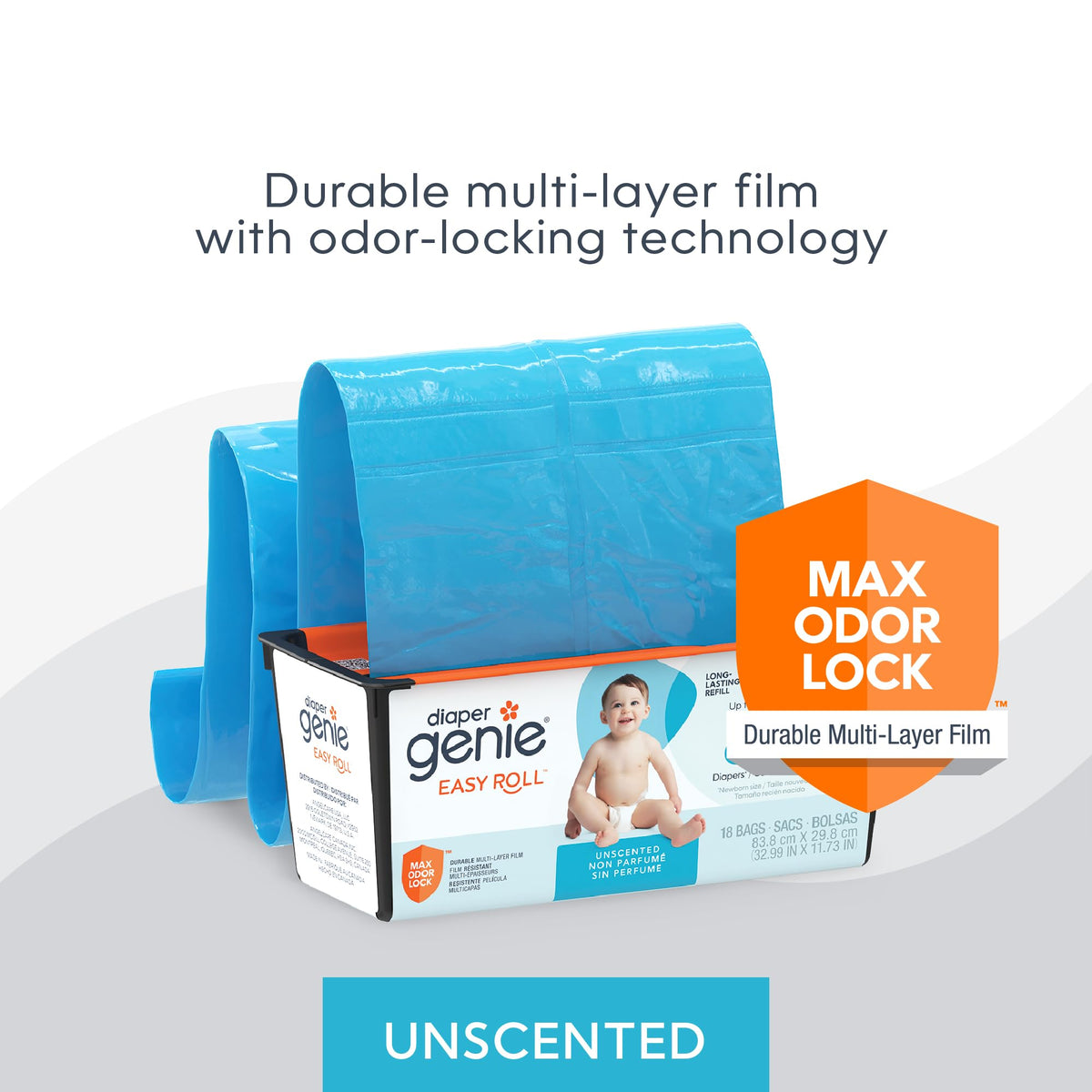 Diaper Genie Easy Roll Refill | 18 Bags Per Refill | Holds Up to 846 Newborn Diapers | Odor Control | Diaper Pail Refill Bags | Fits Diaper Genie Signature & Platinum Pails, Packaging may vary - Jansha Store