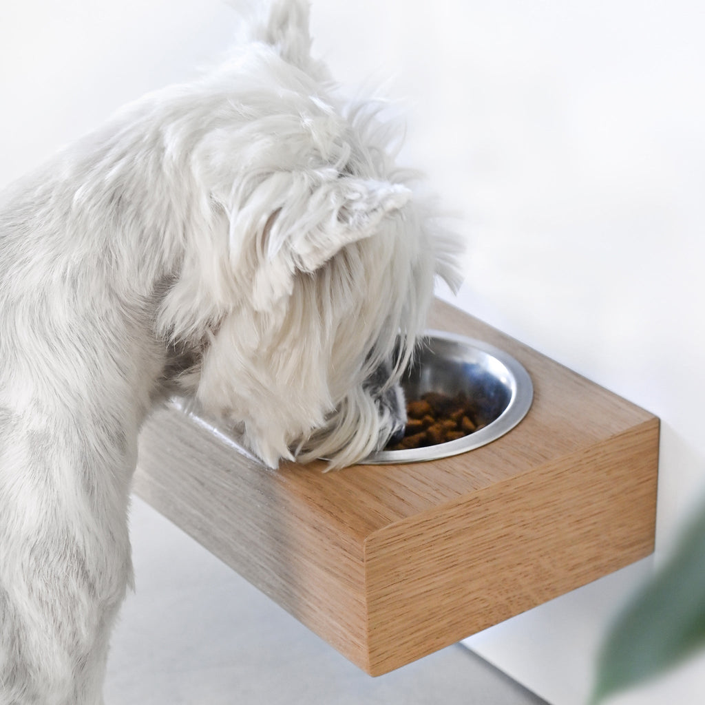 Small Dogs and Cats Wooden Elevated Stand, Young Dog Stand with Bowls Valiai