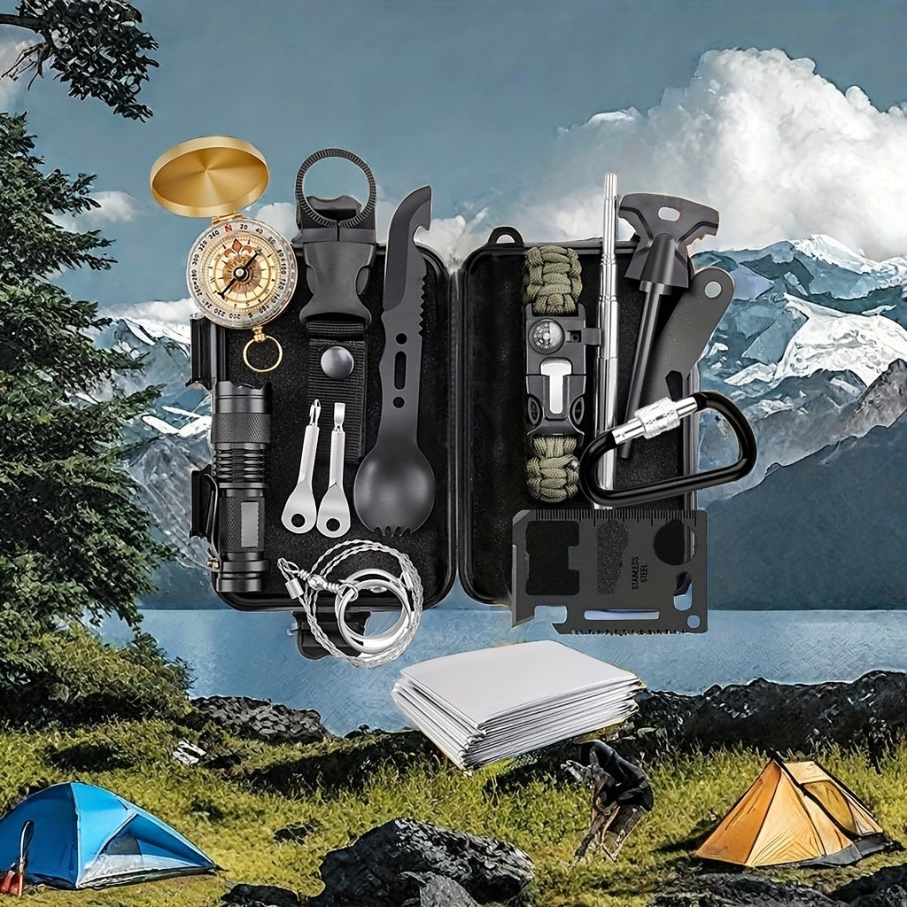 14-in-1 Camping Survival Kit with Magnesium Rod TM