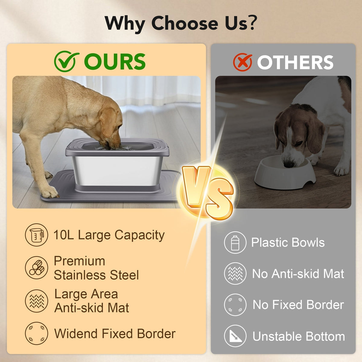Dog Stainless Steel Water Bowl with Mat LPT