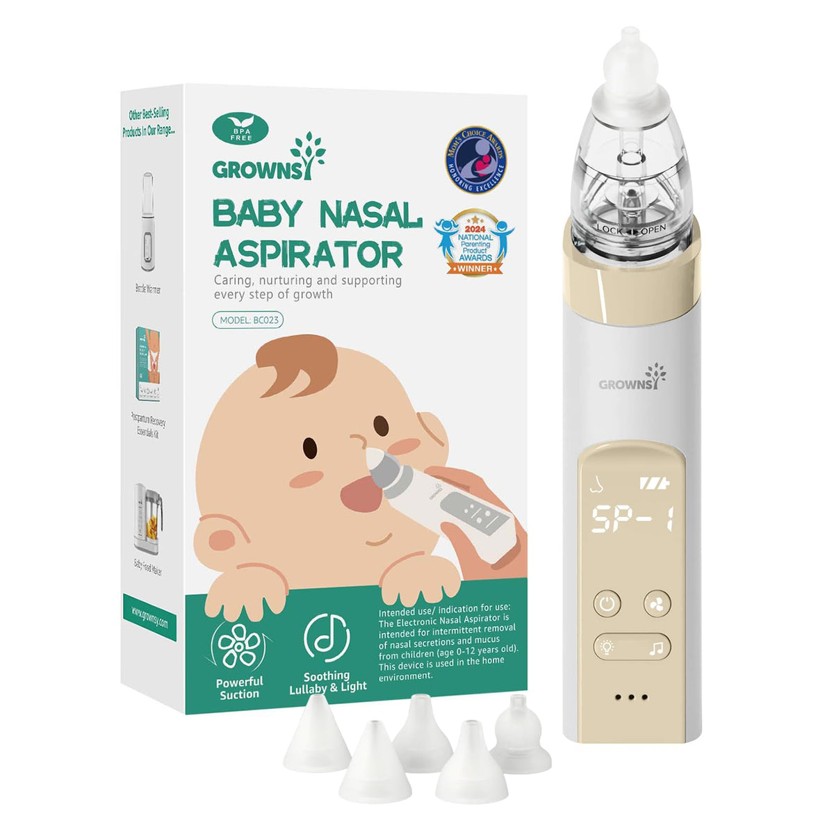 GROWNSY Baby Nasal Aspirator, Electric Nose Sucker, Powerful Suction,Grey - Jansha Store