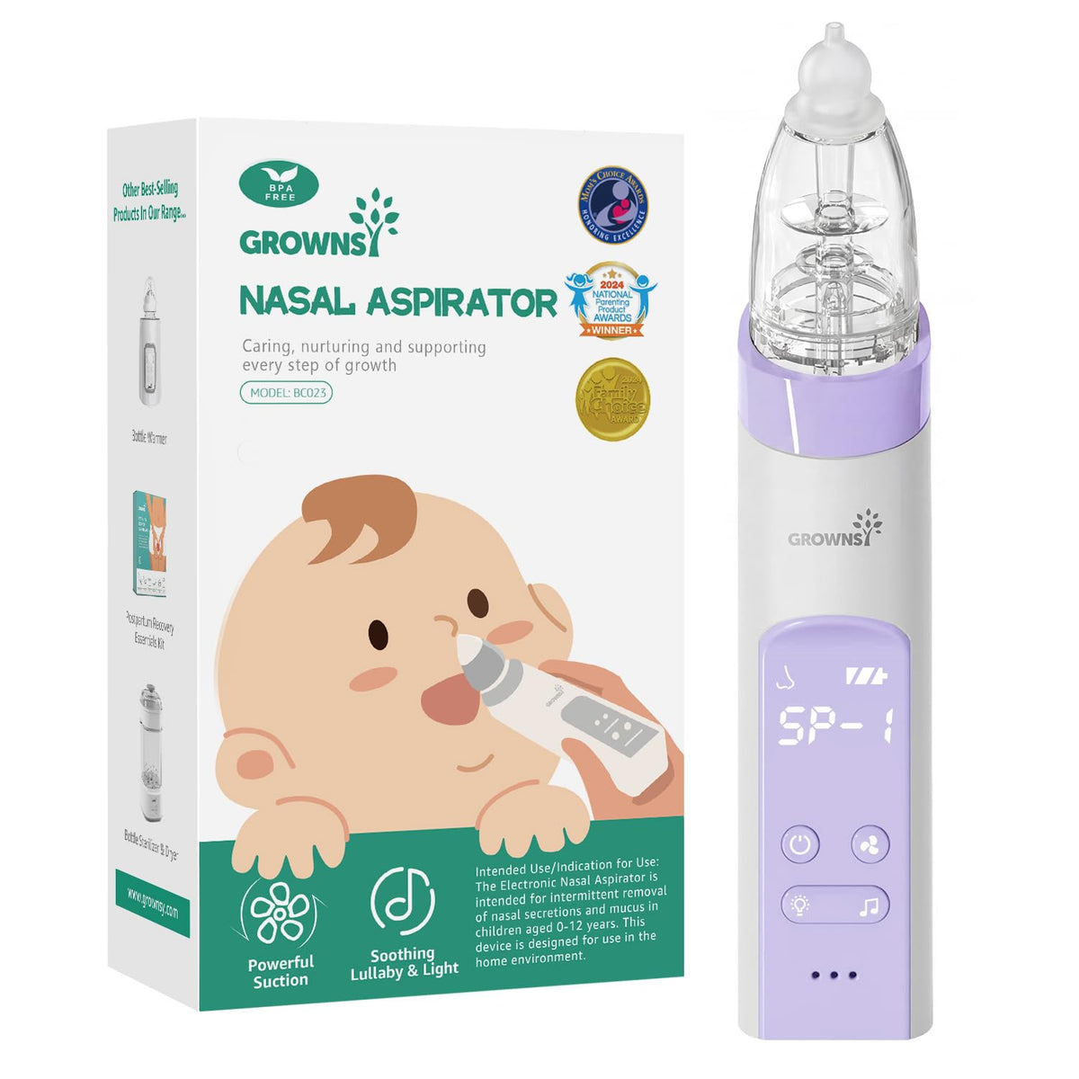 GROWNSY Baby Nasal Aspirator, Electric Nose Sucker, Powerful Suction,Grey - Jansha Store