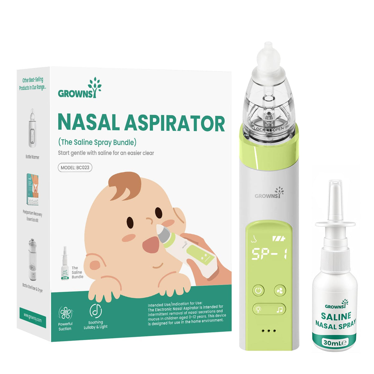 GROWNSY Baby Nasal Aspirator, Electric Nose Sucker, Powerful Suction,Grey - Jansha Store