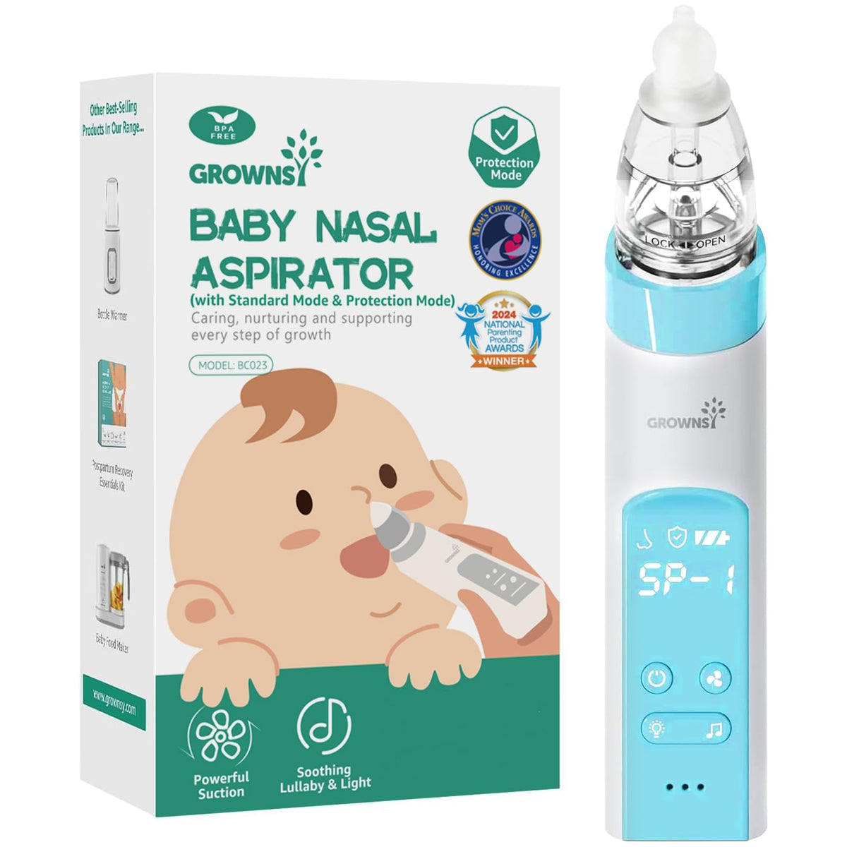 GROWNSY Baby Nasal Aspirator, Electric Nose Sucker, Powerful Suction,Grey - Jansha Store