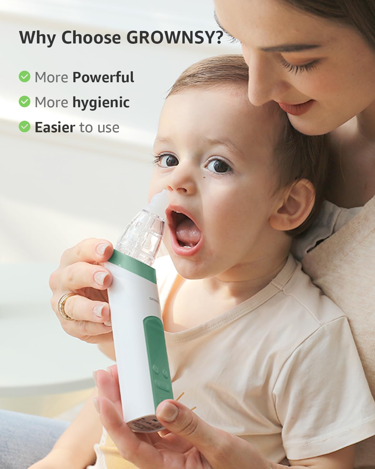 GROWNSY Baby Nasal Aspirator, Electric Nose Sucker, Powerful Suction,Grey - Jansha Store