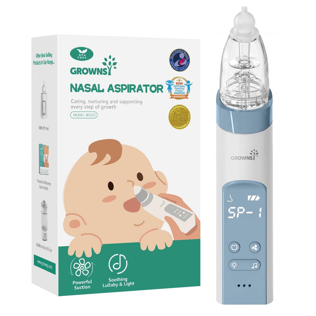 GROWNSY Baby Nasal Aspirator, Electric Nose Sucker, Powerful Suction,Grey - Jansha Store