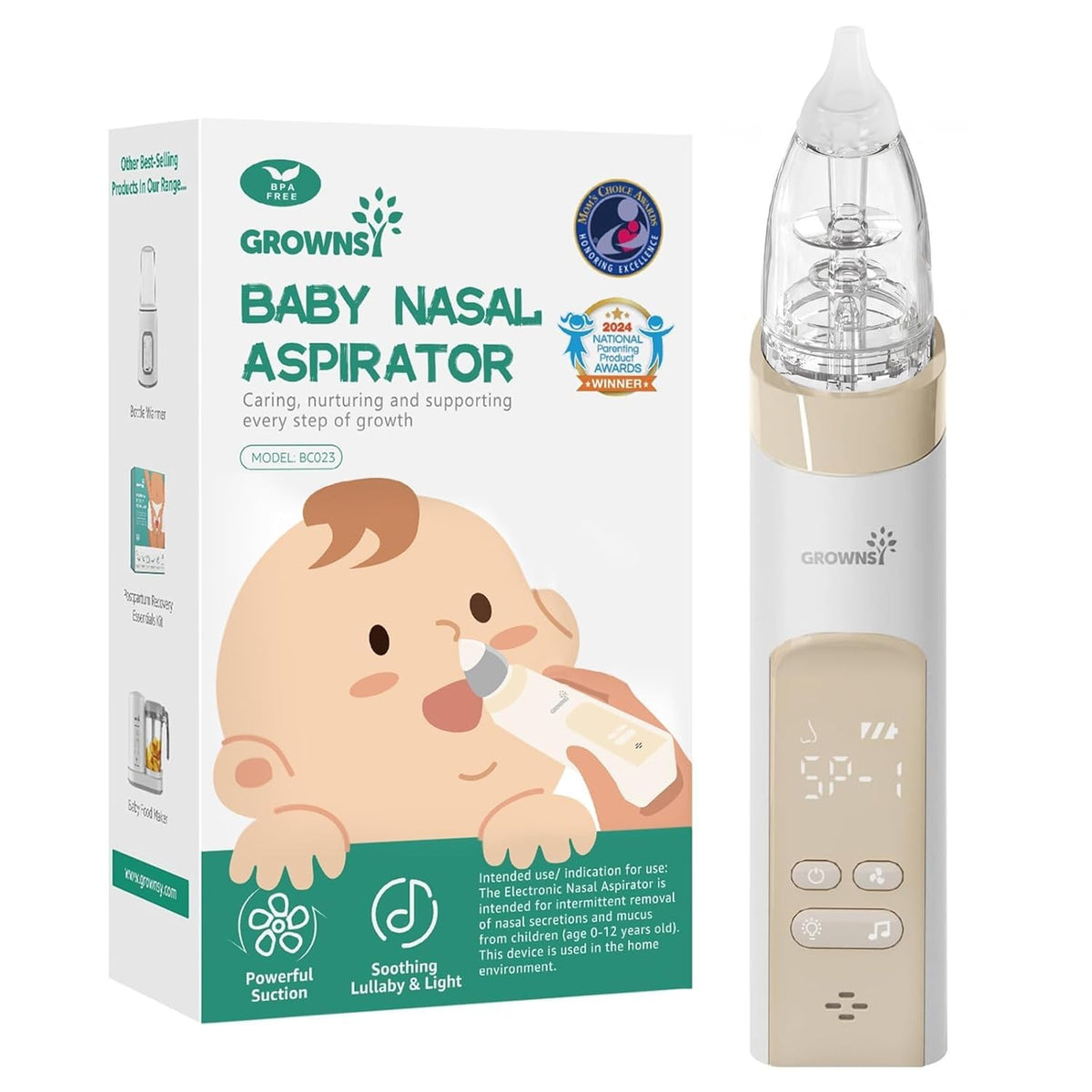 GROWNSY Baby Nasal Aspirator, Electric Nose Sucker, Powerful Suction,Grey - Jansha Store