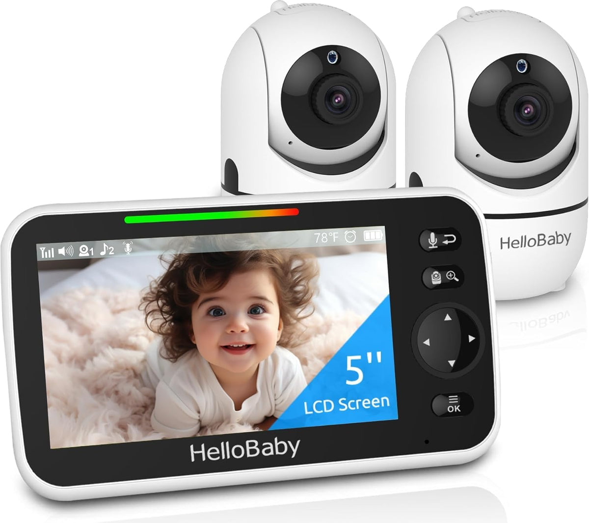 HelloBaby No WiFi Baby Monitor Camera and Audio HB6550, 5" Video Screen - Jansha Store
