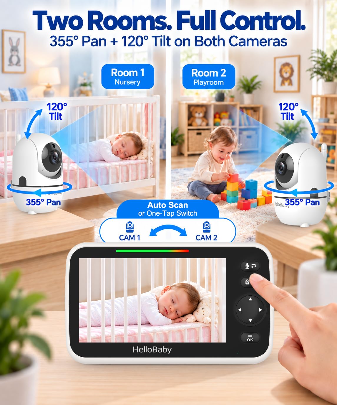 HelloBaby No WiFi Baby Monitor Camera and Audio HB6550, 5" Video Screen - Jansha Store