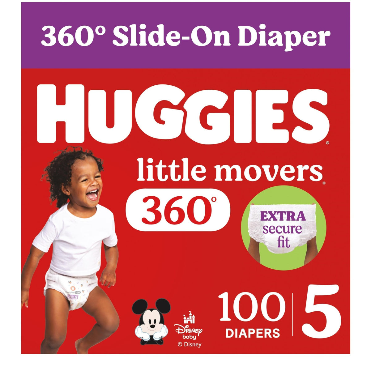 Huggies Little Movers HuggFit 360 Diapers Size 5, 128 Count (2 Packs of 64) - Jansha Store