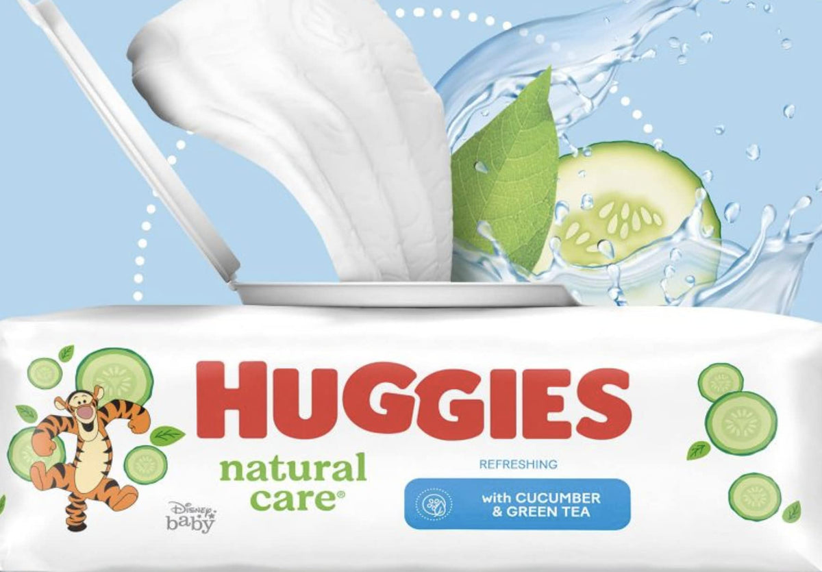 Huggies Natural Care Cucumber, Aloe and Vitamin E Baby Wipes, Hypoallergenic, Scented, 10 Flip-Top Packs (560 Wipes Total), Packaging May Vary - Jansha Store