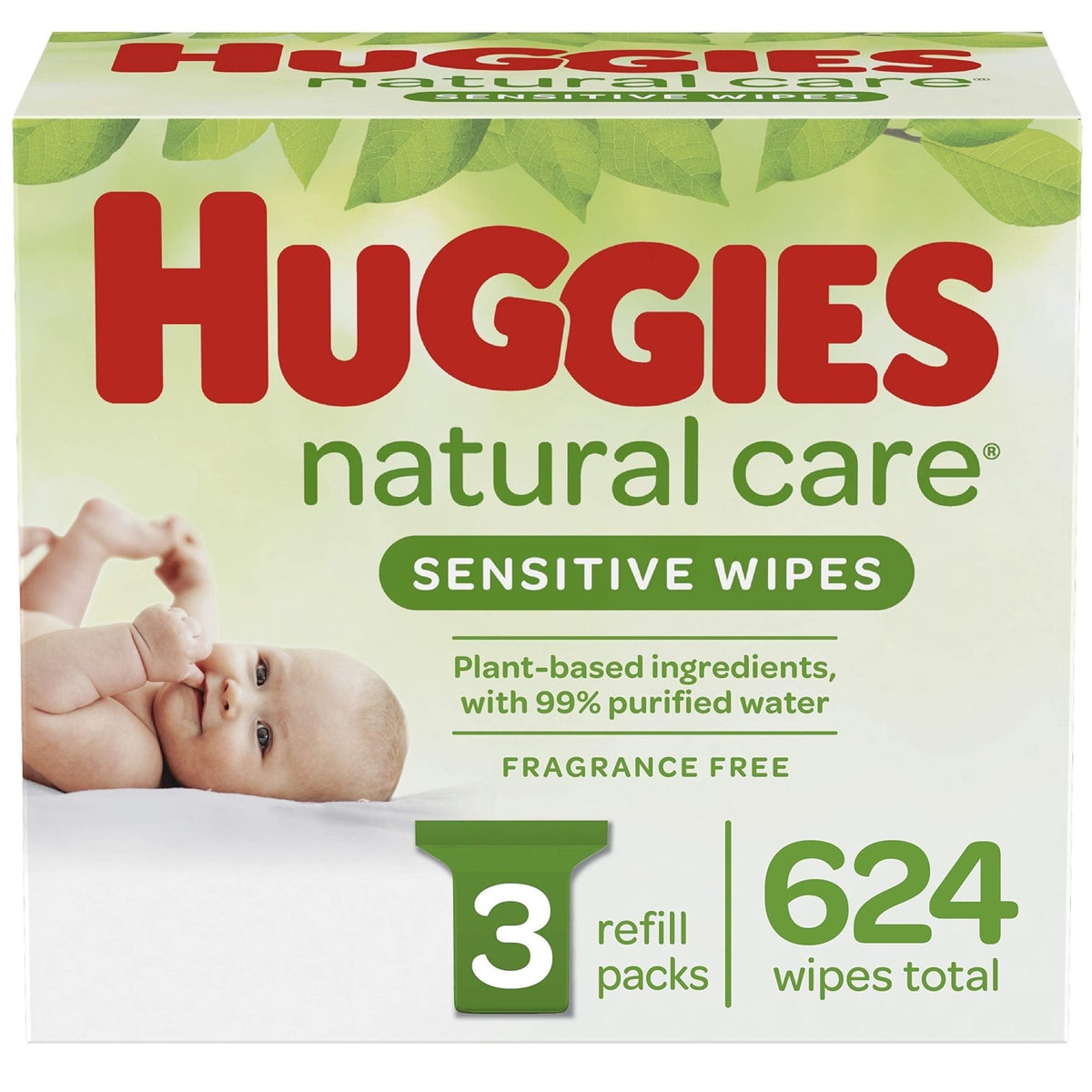 Huggies Natural Care Sensitive Baby Wipes, Unscented, Hypoallergenic, 99% Purified Water, 12 Flip-Top Packs (768 Wipes Total), Packaging May Vary - Jansha Store
