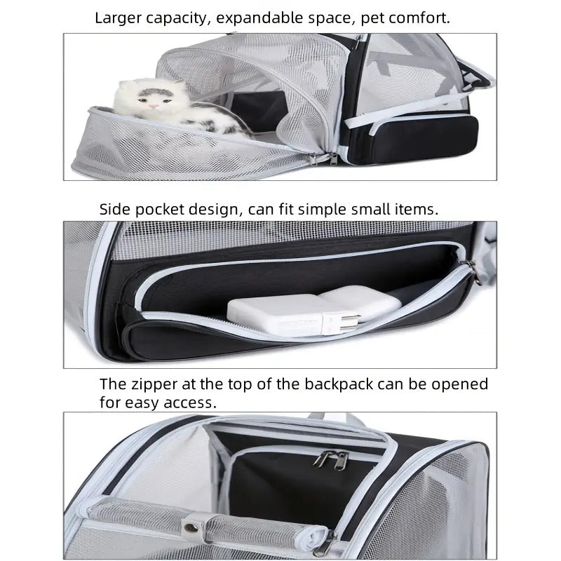 Expandable Cat Backpack Carrier with 3-Sided Mesh LPT