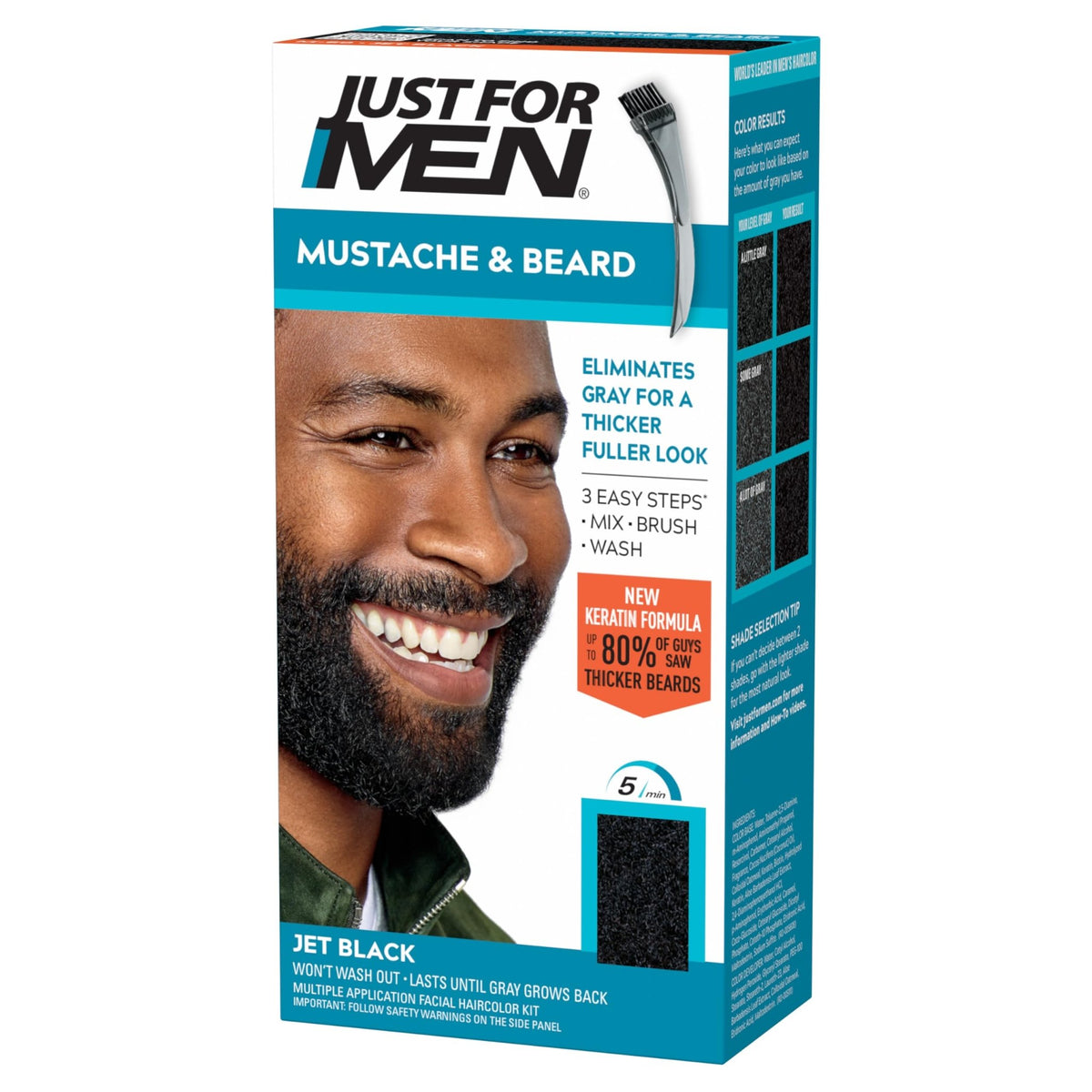 JUST FOR MEN Mustache & Beard Dye, Keratin, Light Brown M-25 (1 Pack) - Jansha Store