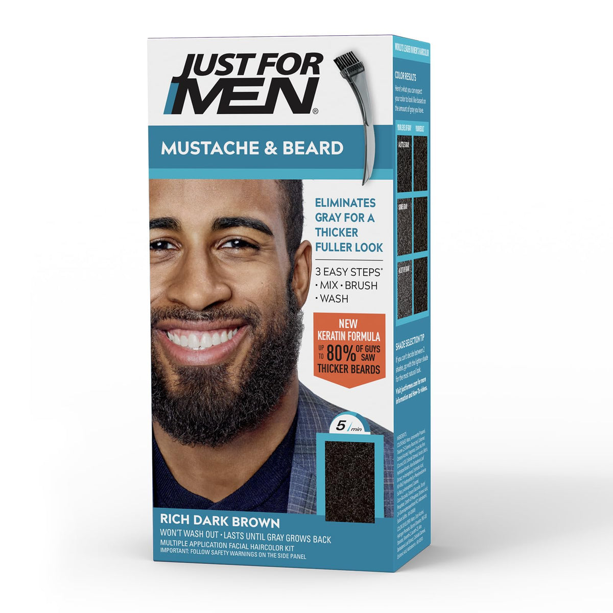 JUST FOR MEN Mustache & Beard Dye, Keratin, Light Brown M-25 (1 Pack) - Jansha Store