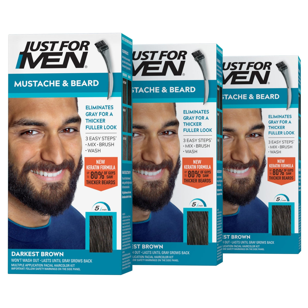 JUST FOR MEN Mustache & Beard Dye, Keratin, Light Brown M-25 (1 Pack) - Jansha Store