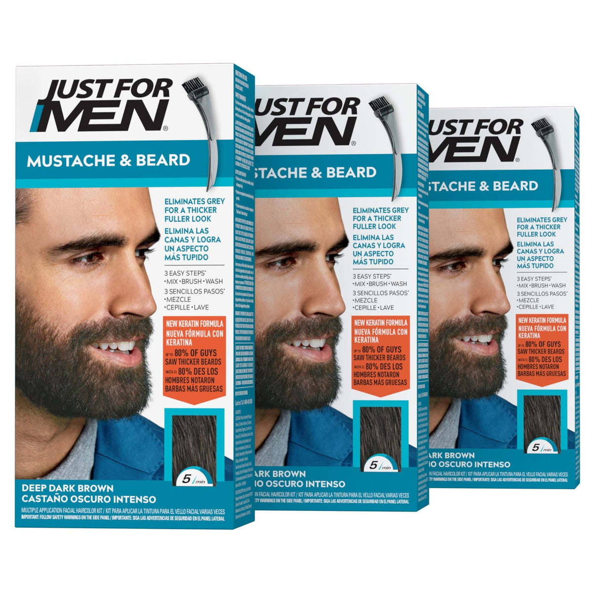 JUST FOR MEN Mustache & Beard Dye, Keratin, Light Brown M-25 (1 Pack) - Jansha Store