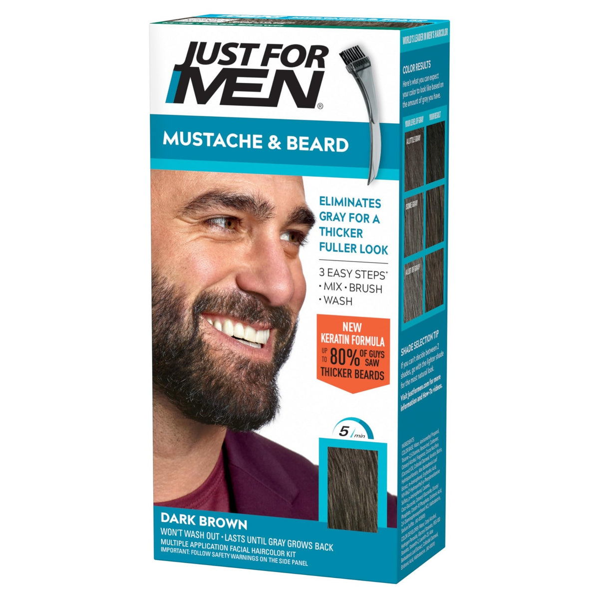 JUST FOR MEN Mustache & Beard Dye, Keratin, Light Brown M-25 (1 Pack) - Jansha Store