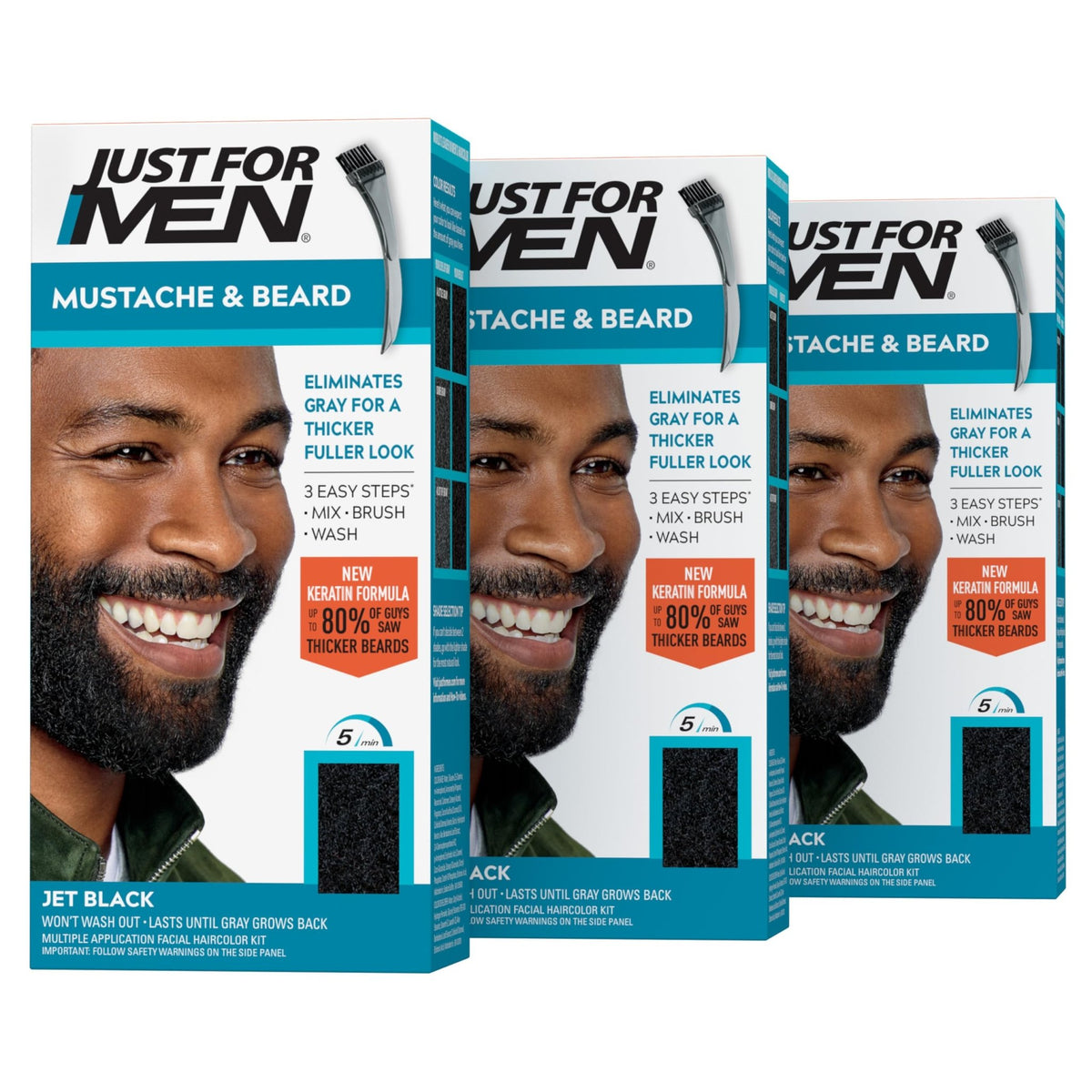 JUST FOR MEN Mustache & Beard Dye, Keratin, Light Brown M-25 (1 Pack) - Jansha Store
