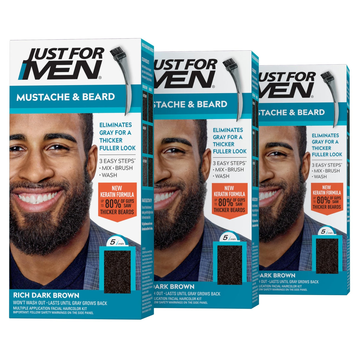 JUST FOR MEN Mustache & Beard Dye, Keratin, Light Brown M-25 (1 Pack) - Jansha Store