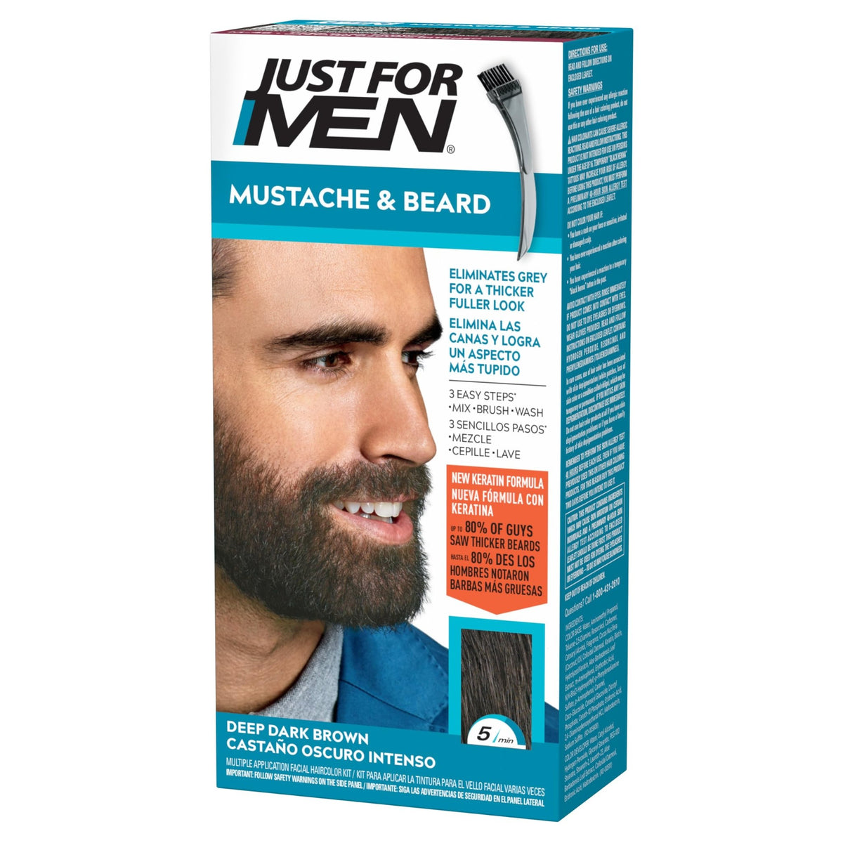 JUST FOR MEN Mustache & Beard Dye, Keratin, Light Brown M-25 (1 Pack) - Jansha Store