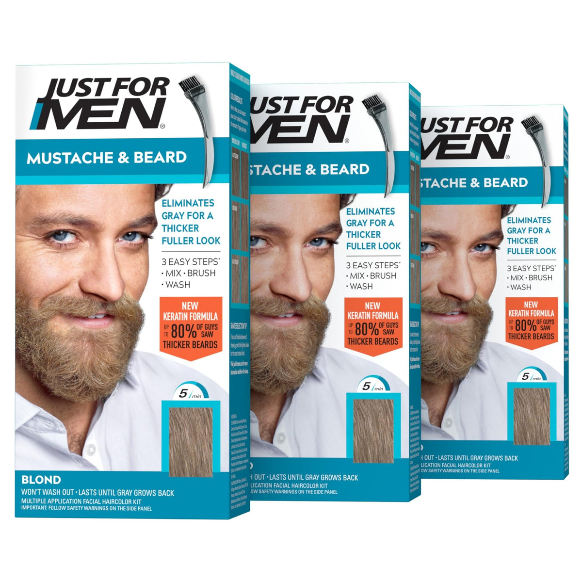 JUST FOR MEN Mustache & Beard Dye, Keratin, Light Brown M-25 (1 Pack) - Jansha Store