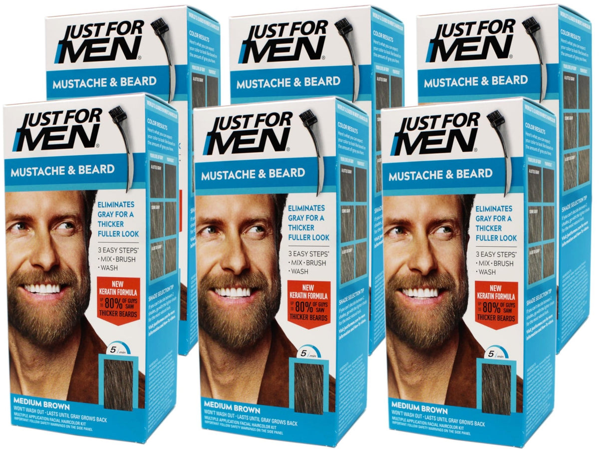 JUST FOR MEN Mustache & Beard Dye, Keratin, Light Brown M-25 (1 Pack) - Jansha Store
