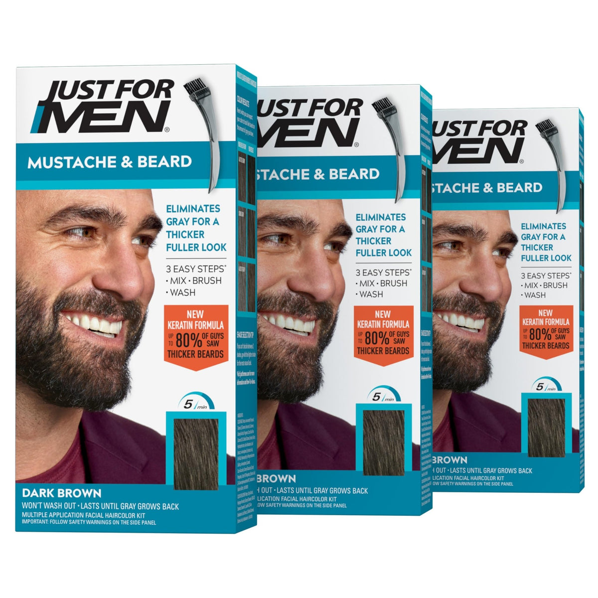 JUST FOR MEN Mustache & Beard Dye, Keratin, Light Brown M-25 (1 Pack) - Jansha Store