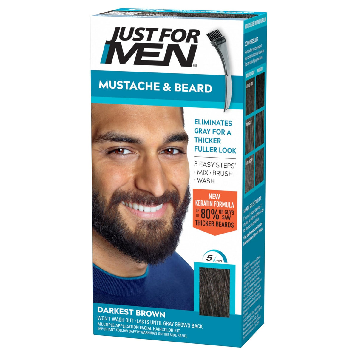 JUST FOR MEN Mustache & Beard Dye, Keratin, Light Brown M-25 (1 Pack) - Jansha Store
